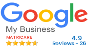 Google My Business hospital rating for Matricare 4.9 stars"